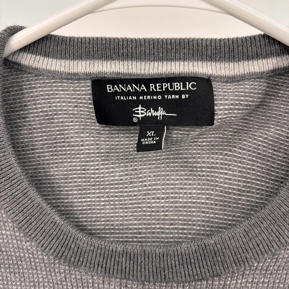 Banana Republic Sweater Mens XL Grey Excellent Merino Wool Italian Yarn Baruffa